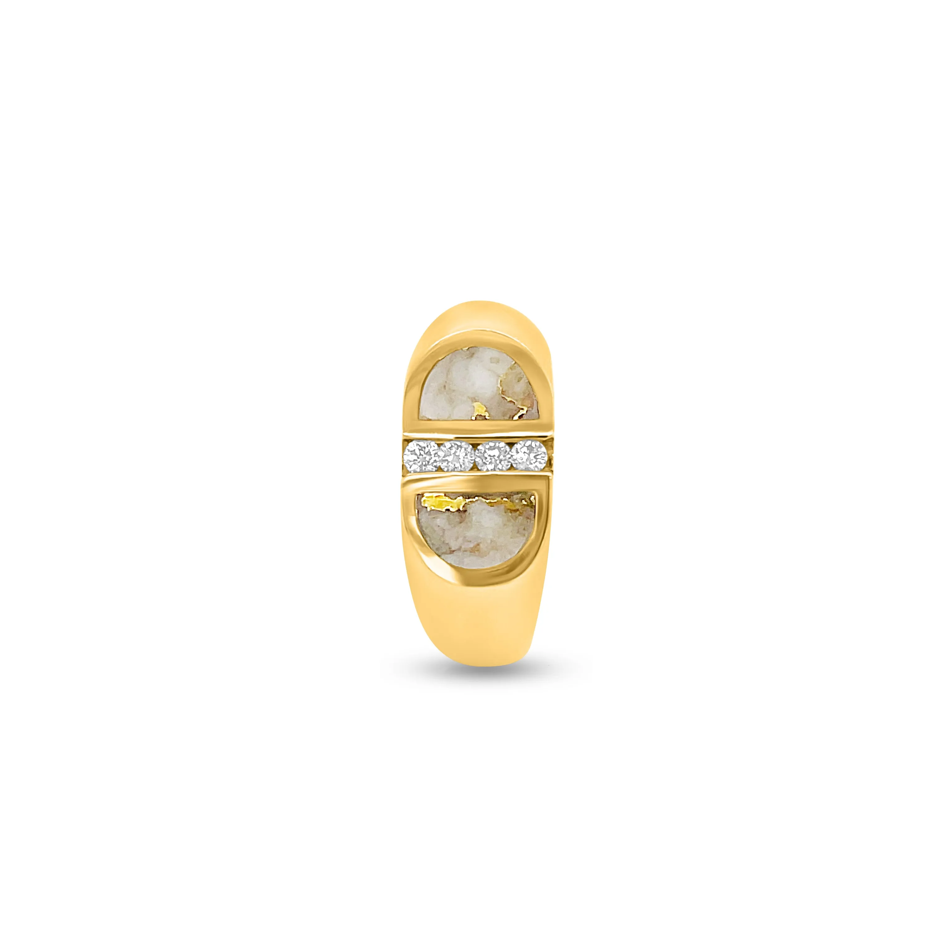 0.19 Carat Diamond & Quartz Men's Wedding Band in 14k Yellow Gold
