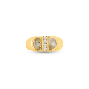 0.19 Carat Diamond & Quartz Men's Wedding Band in 14k Yellow Gold
