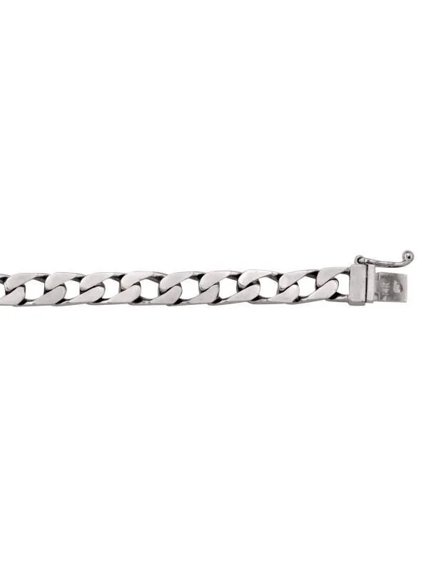 10, 14 Karat Fancy White Gold Open Link Rounded Curb 6.0 mm Bracelet