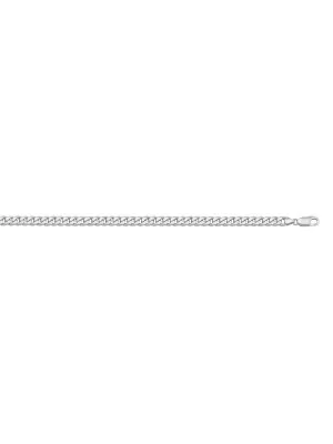 10, 14 Karat White Gold Flat Beveled Curb Link 2.7 mm Italian Bracelet