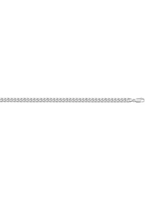 10, 14 Karat White Gold Flat Beveled Curb Link 2.7 mm Italian Bracelet