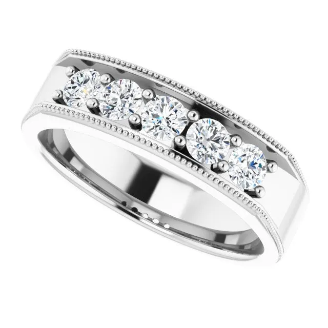 1.0 ctw Round Diamond Milgrain Accent Men's Ring