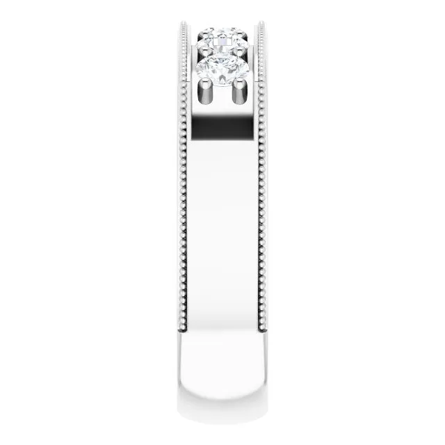 1.0 ctw Round Diamond Milgrain Accent Men's Ring