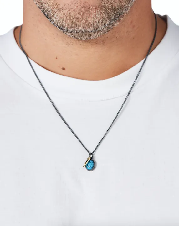 14ct Yellow Gold Tusk - Kingman Turquoise Necklace