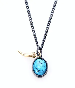 14ct Yellow Gold Tusk - Kingman Turquoise Necklace