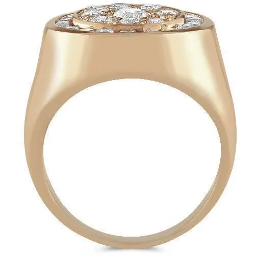14K Rose Solid Gold Men's Diamond Ring 1.26 Cwt.