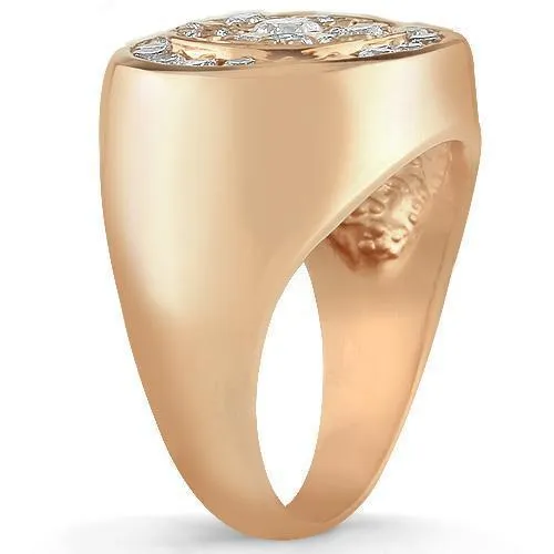 14K Rose Solid Gold Men's Diamond Ring 1.26 Cwt.