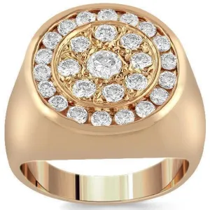 14K Rose Solid Gold Men's Diamond Ring 1.26 Cwt.