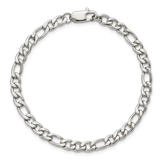 14K White Gold 5.5MM Men's Figaro Link Bracelet