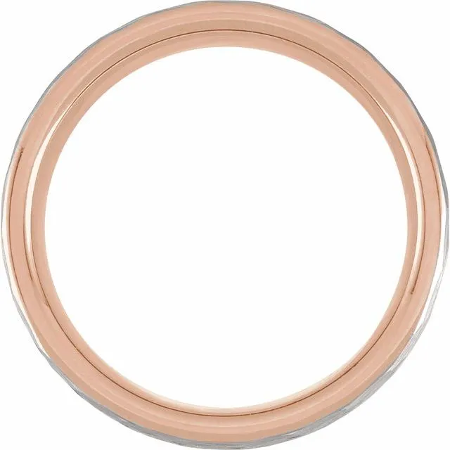 18K Rose Gold PVD Tungsten 8 mm Grooved Band