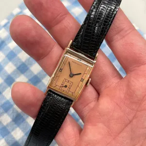 1948 Vintage Antique Hamilton Brock Coral 14K Rose Gold Manual Wind Dress Wristwatch