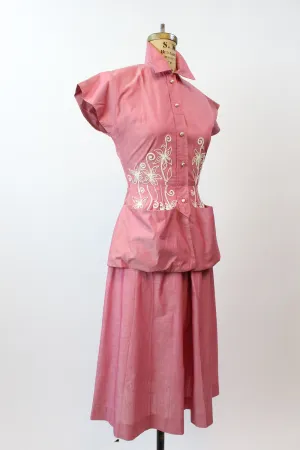 1950s MINX MODES two piece cotton suit SET xs | new spring summer