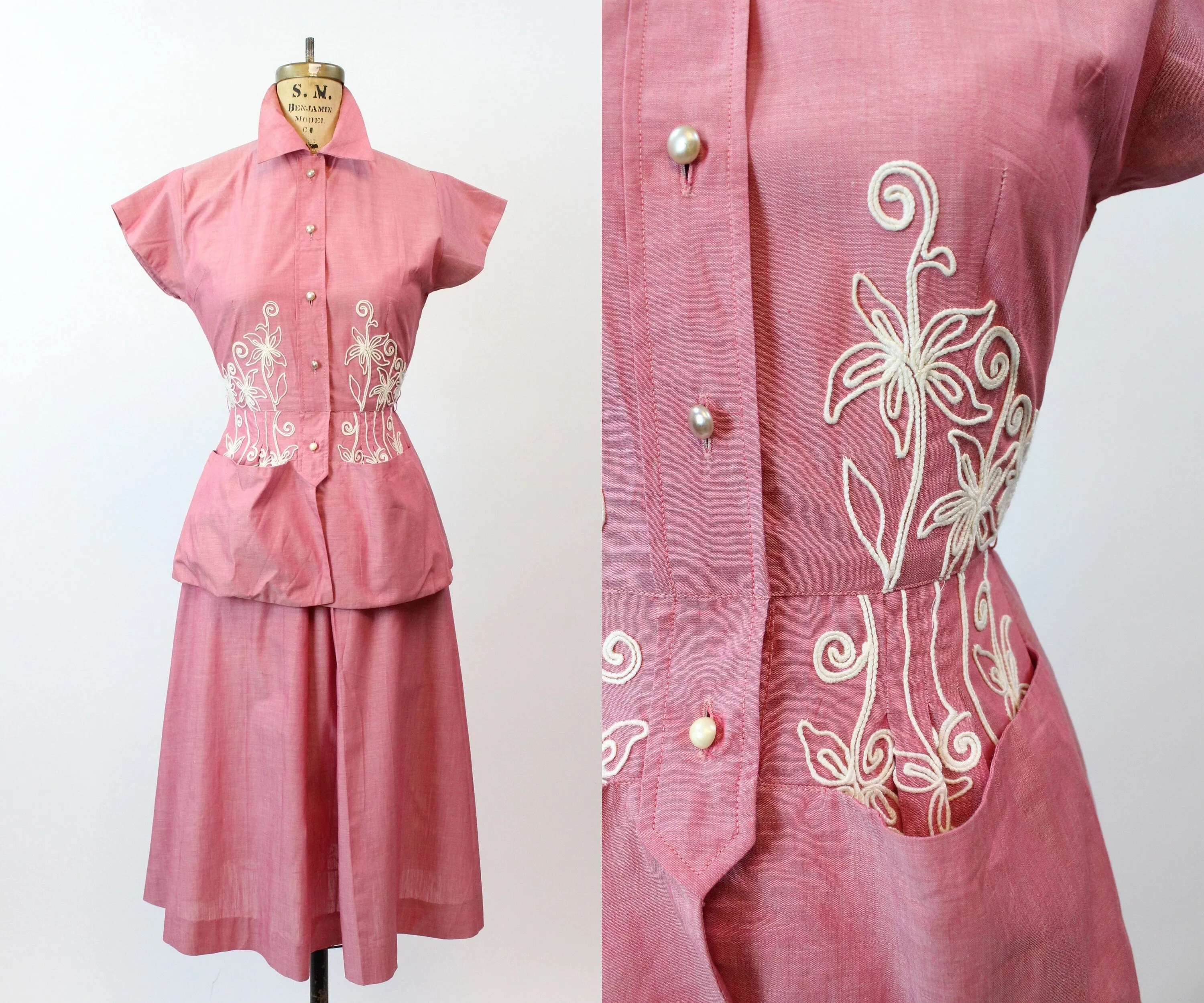 1950s MINX MODES two piece cotton suit SET xs | new spring summer