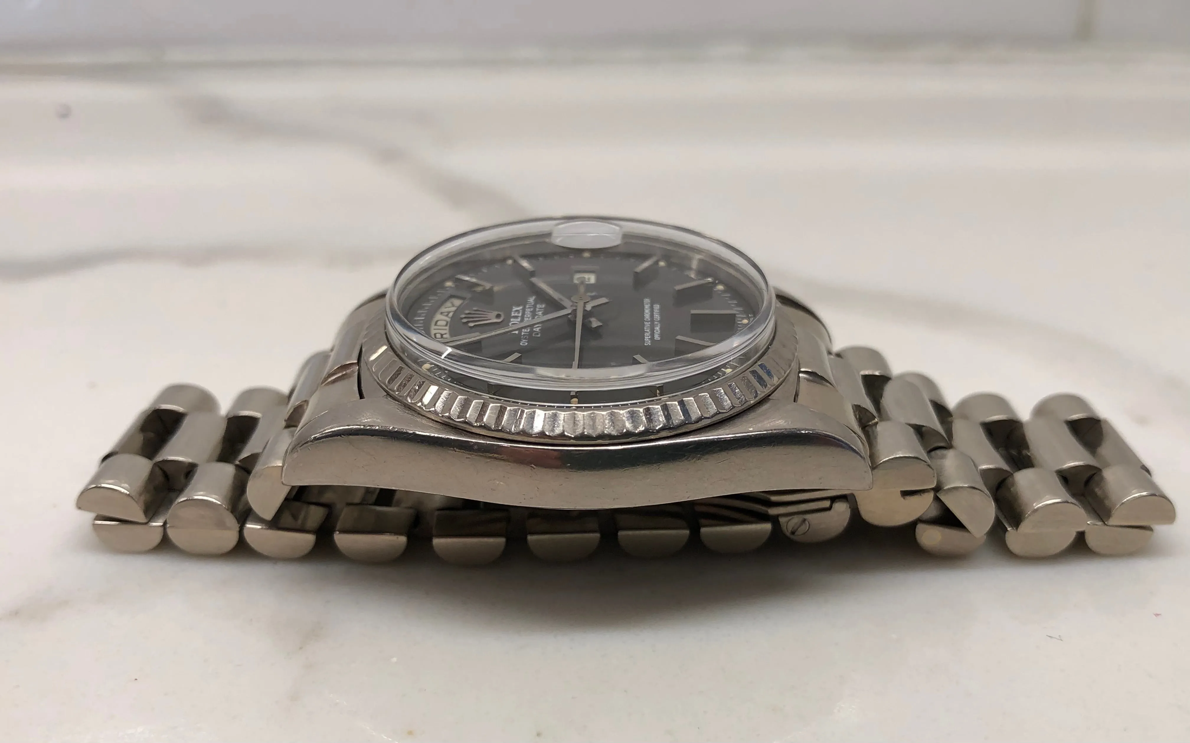 1976 Rolex President 1803 Day Date 18K White Gold Gray Dial Automatic Wristwatch
