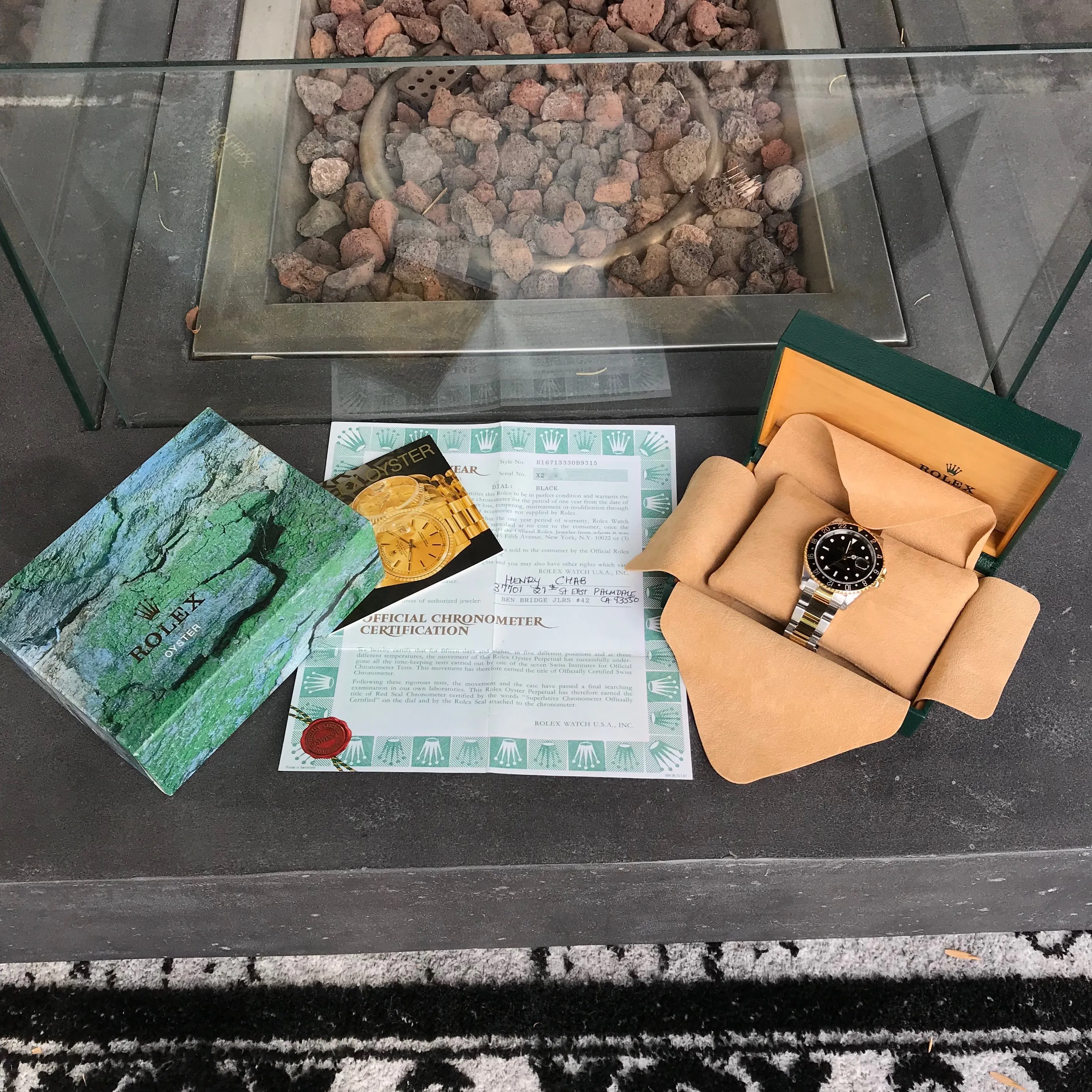 1991 Rolex GMT MASTER II 16713 Two Tone Steel Gold Black Oyster Automatic Watch Box Papers