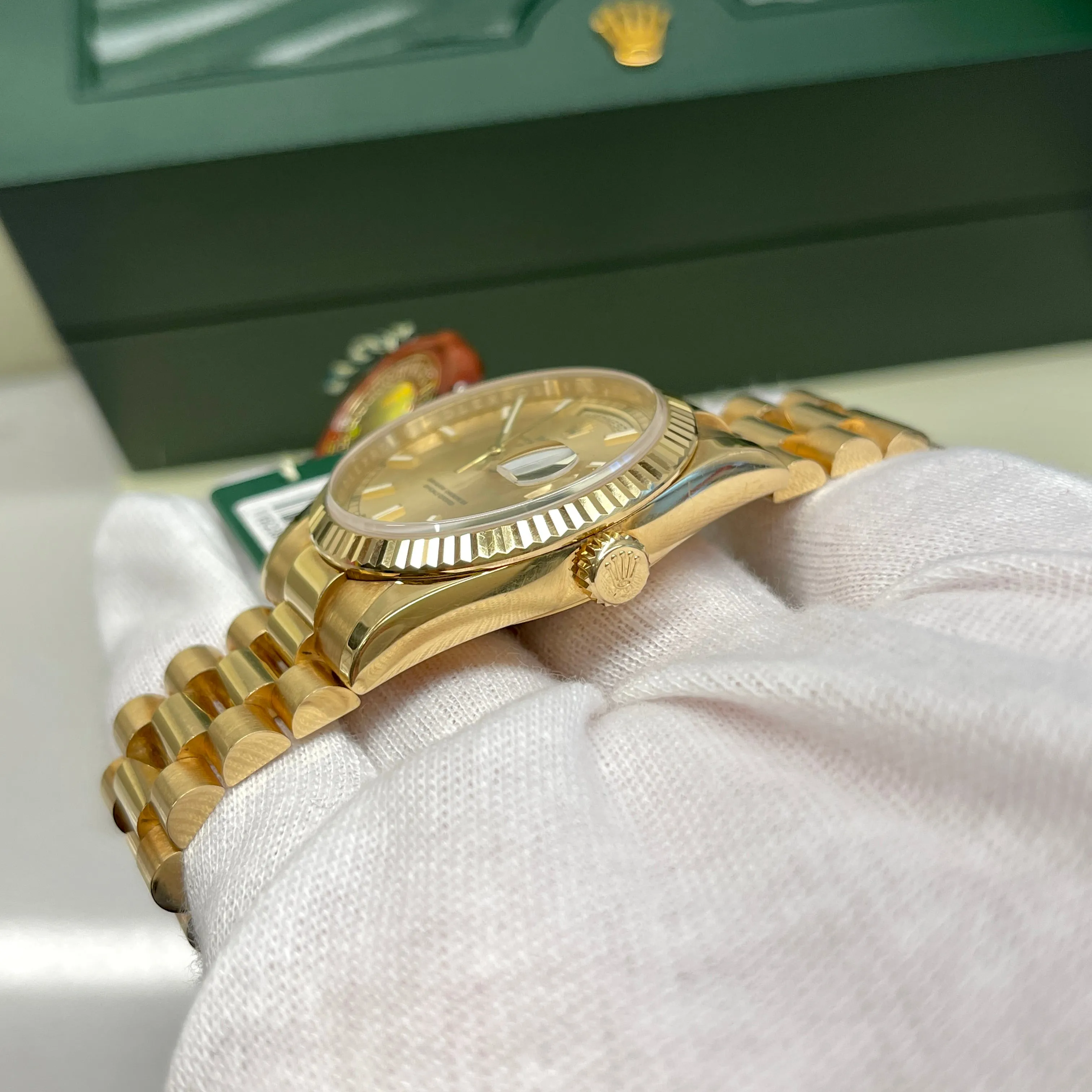 2008 Rolex President Day Date 18K Yellow Gold 36mm Unpolished Wristwatch
