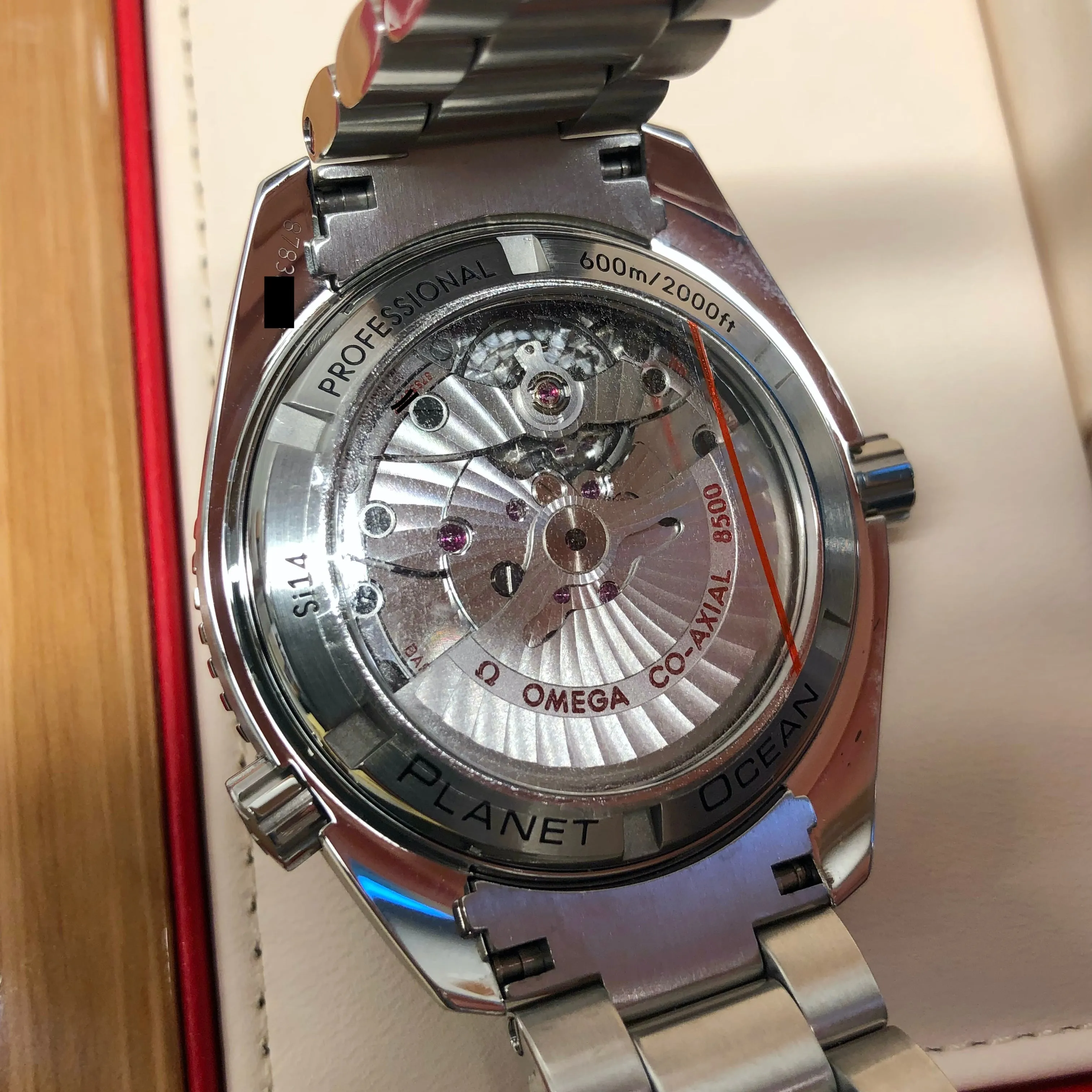 2018 Omega Planet Ocean 600M Seamaster 232.30.42.21.01.002 Steel Co-Axial 42mm Orange Bezel Box Papers
