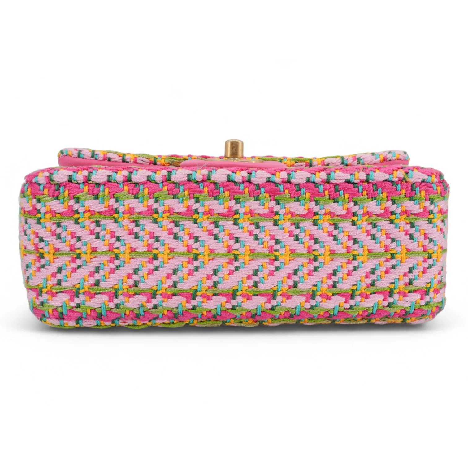 21C Pink Green Chain Tweed Mini Rectangular Flap Bag