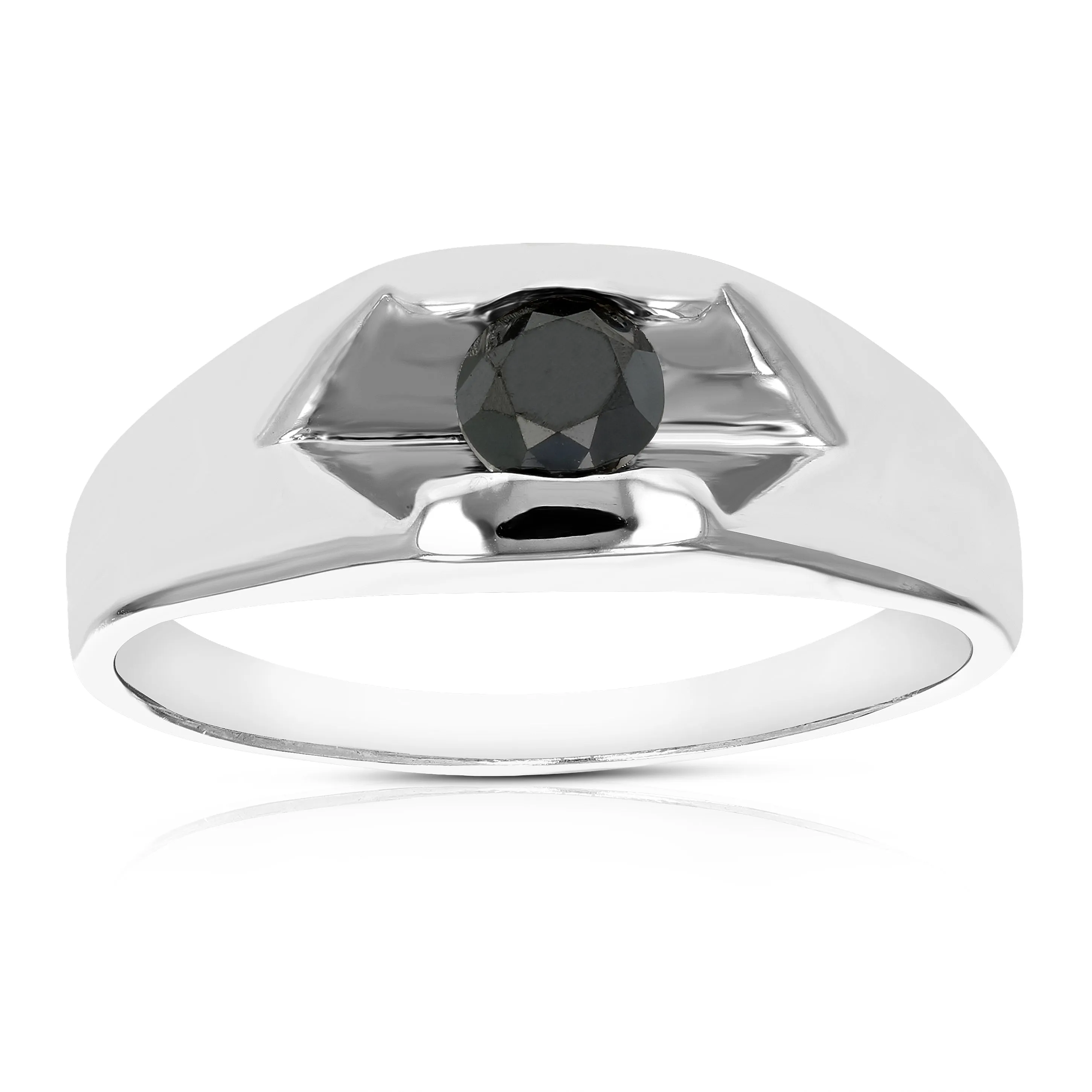 2/5 cttw Black Diamond Solitaire Ring in .925 Sterling Silver