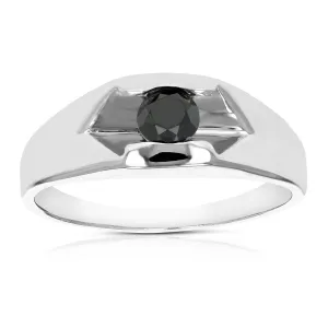 2/5 cttw Black Diamond Solitaire Ring in .925 Sterling Silver