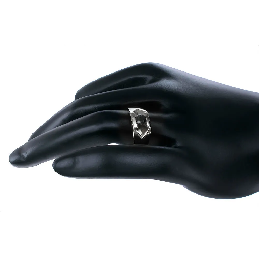 2/5 cttw Black Diamond Solitaire Ring in .925 Sterling Silver
