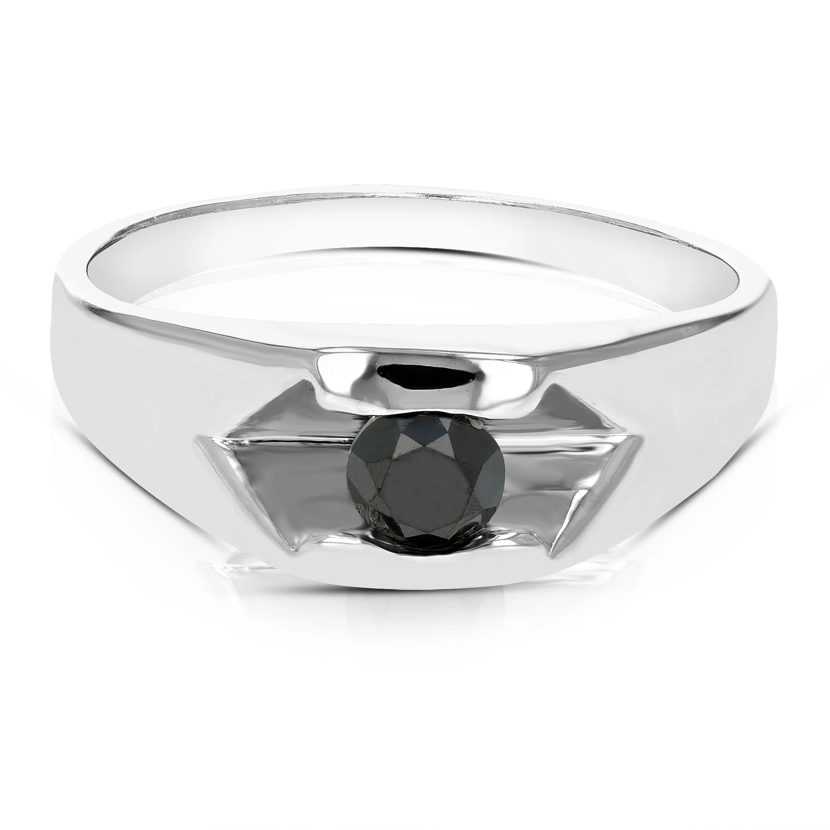 2/5 cttw Black Diamond Solitaire Ring in .925 Sterling Silver