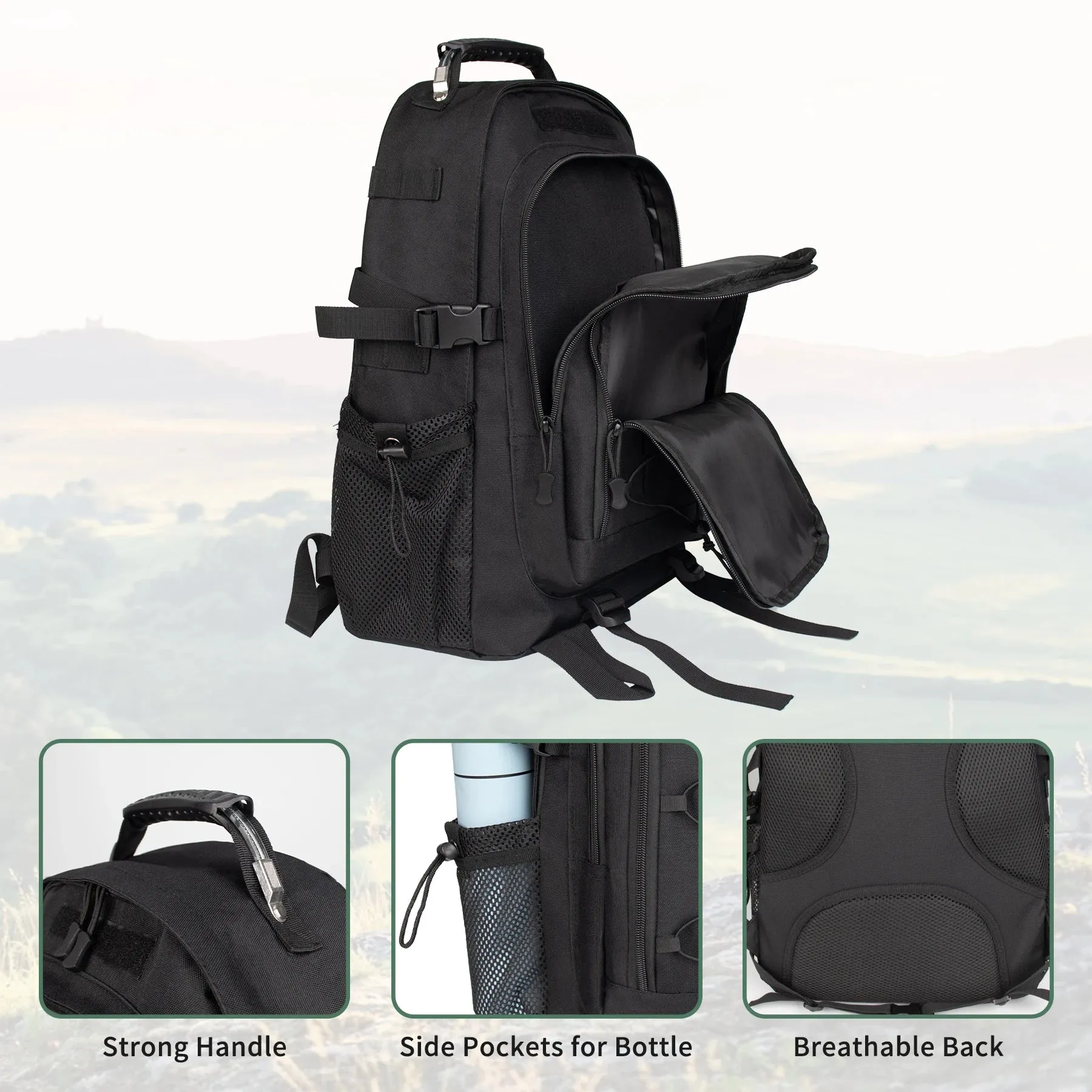 30L Hunting Rucksack Tactical Pack Backpack Waterproof Bug Out Bag Small Outdoor Hiking Camping Tactical Backpack Men's Travel