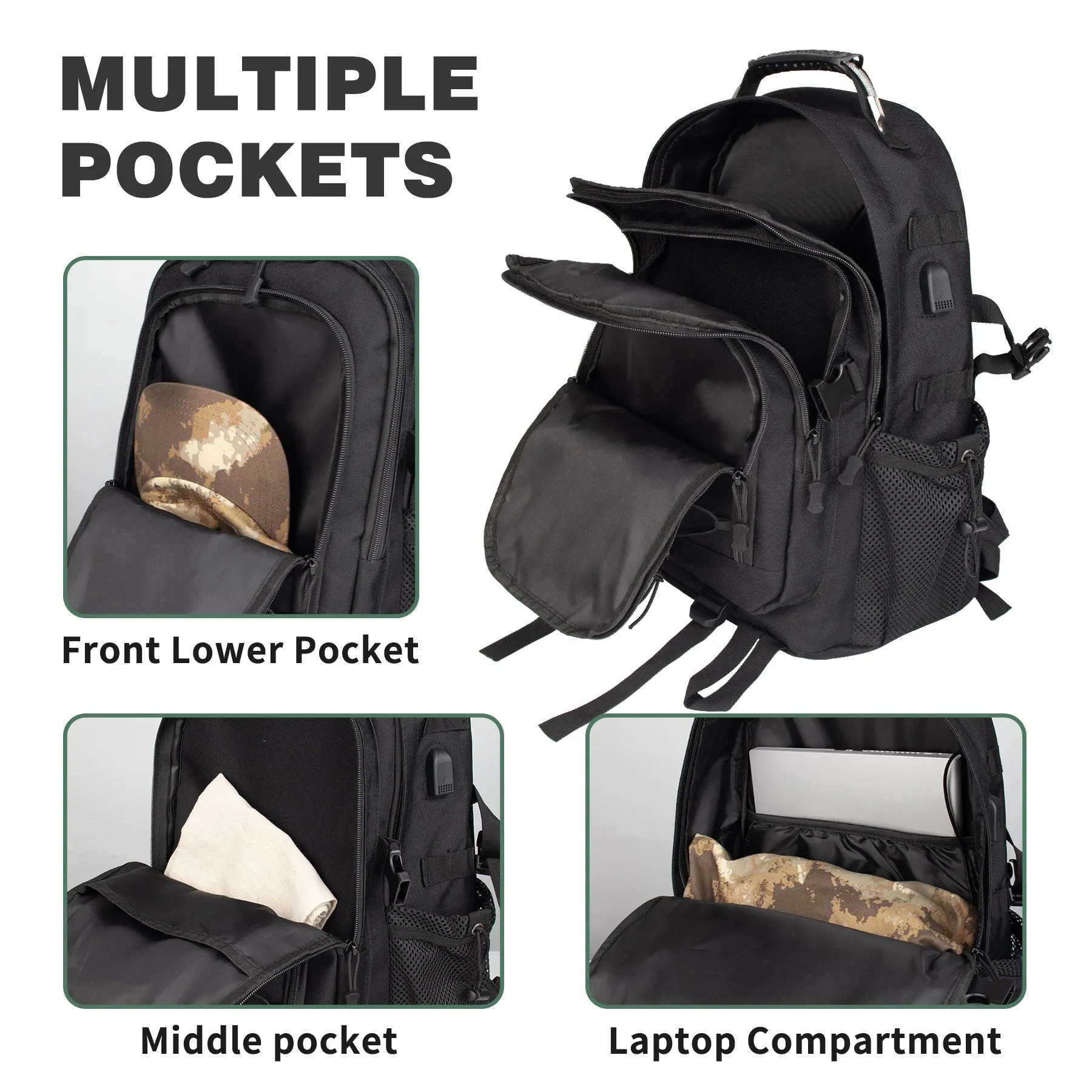 30L Hunting Rucksack Tactical Pack Backpack Waterproof Bug Out Bag Small Outdoor Hiking Camping Tactical Backpack Men's Travel