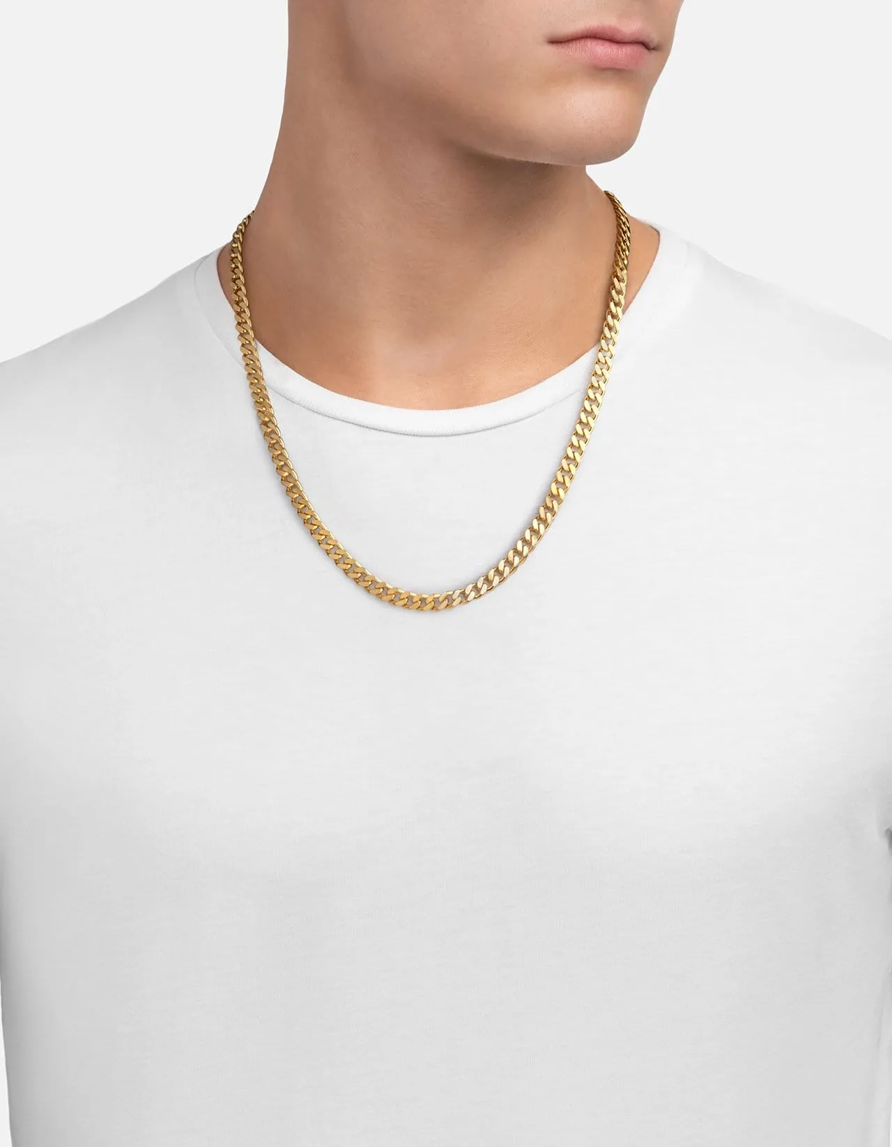 6.5mm Cuban Chain Necklace, Gold Vermeil