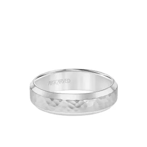 6MM Men's Classic Wedding Band - Hammered Finish and Bevel Edge