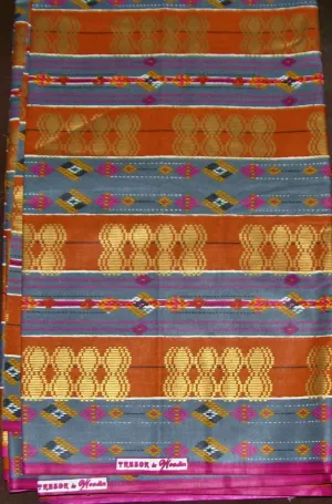 African Fabric 6 Yards Superwax Gold Copper Blue