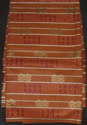 African Fabric Gold Copper Bronze Waxed Print 6 Yards