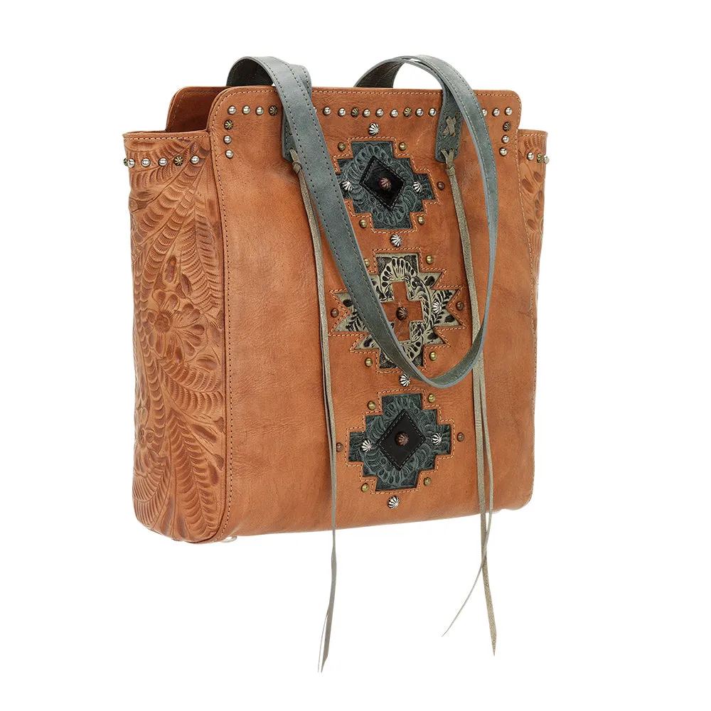 American West Handbag Navajo Soul Collection: Leather Shoulder Tote