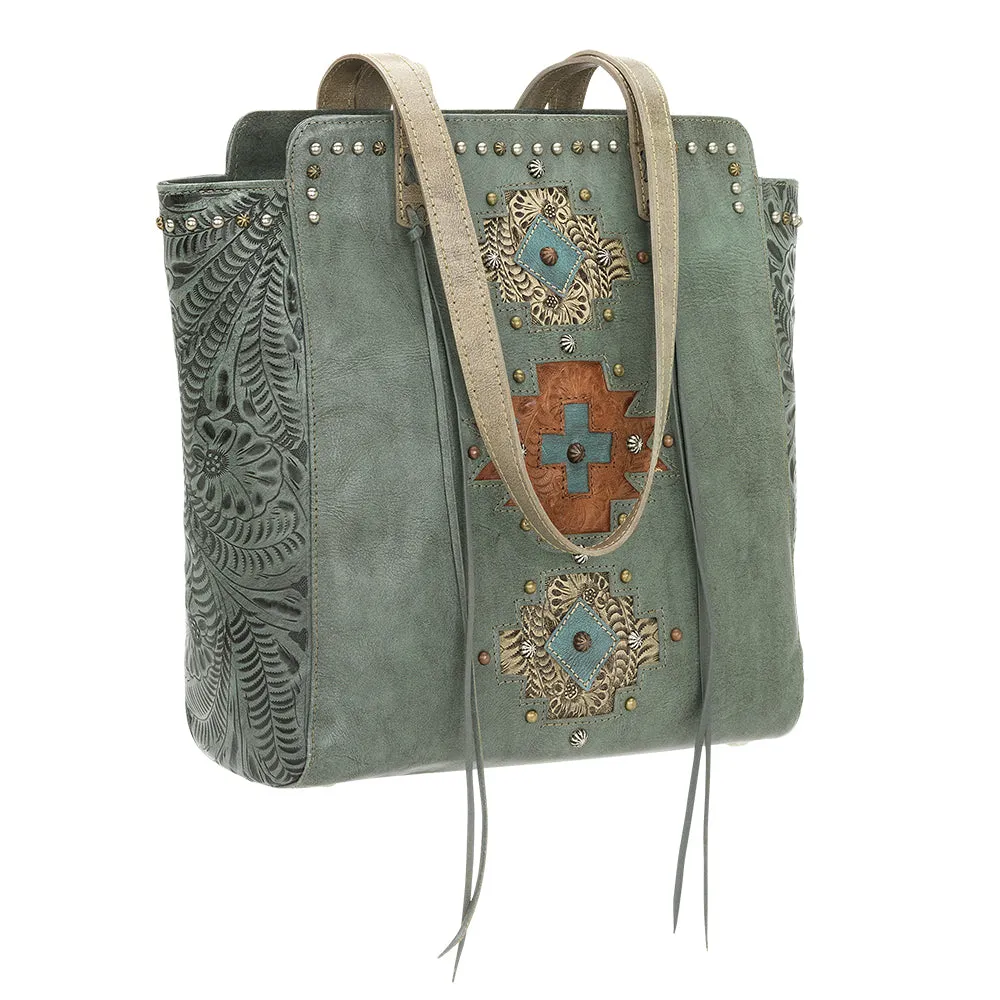 American West Handbag Navajo Soul Collection: Leather Shoulder Tote