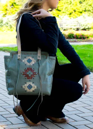 American West Handbag Navajo Soul Collection: Leather Shoulder Tote
