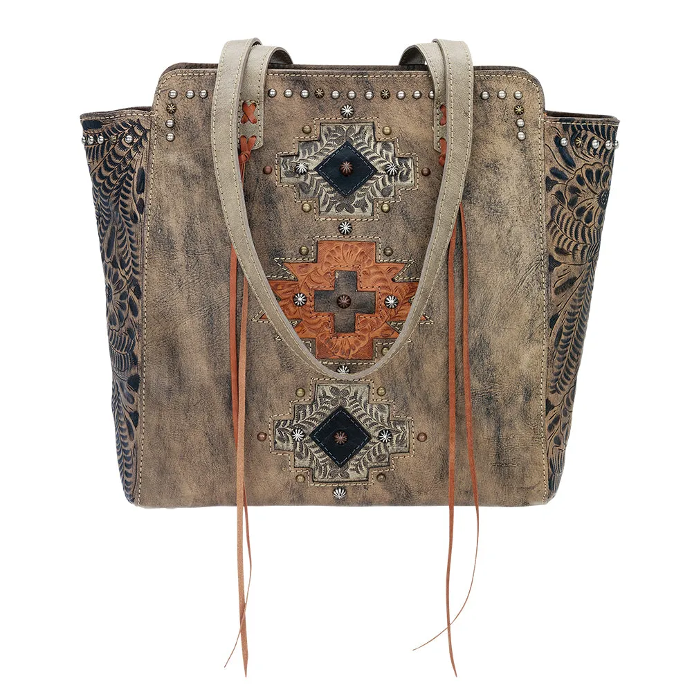 American West Handbag Navajo Soul Collection: Leather Shoulder Tote