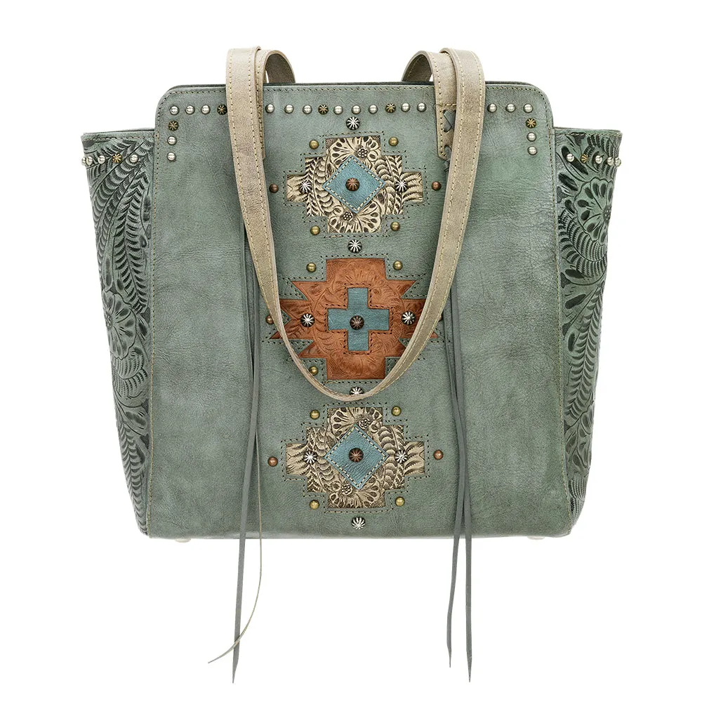 American West Handbag Navajo Soul Collection: Leather Shoulder Tote