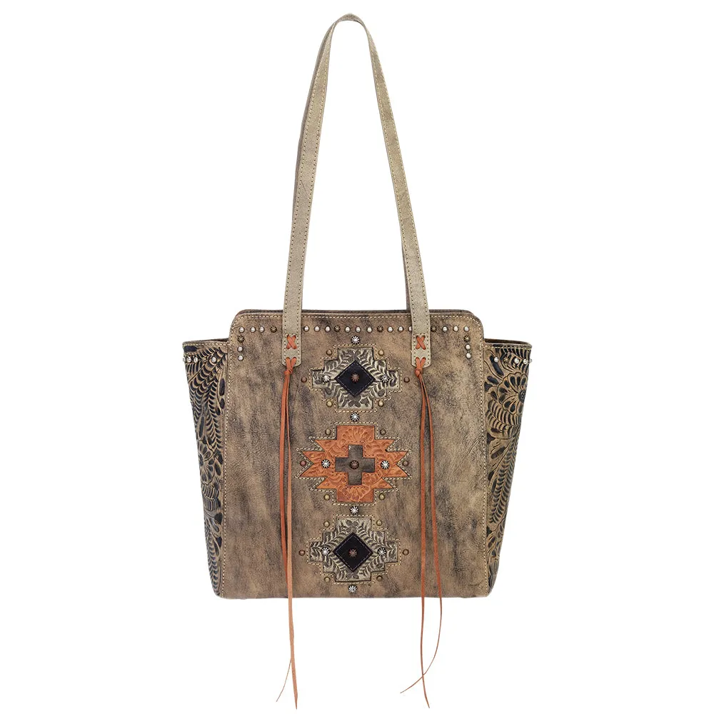 American West Handbag Navajo Soul Collection: Leather Shoulder Tote