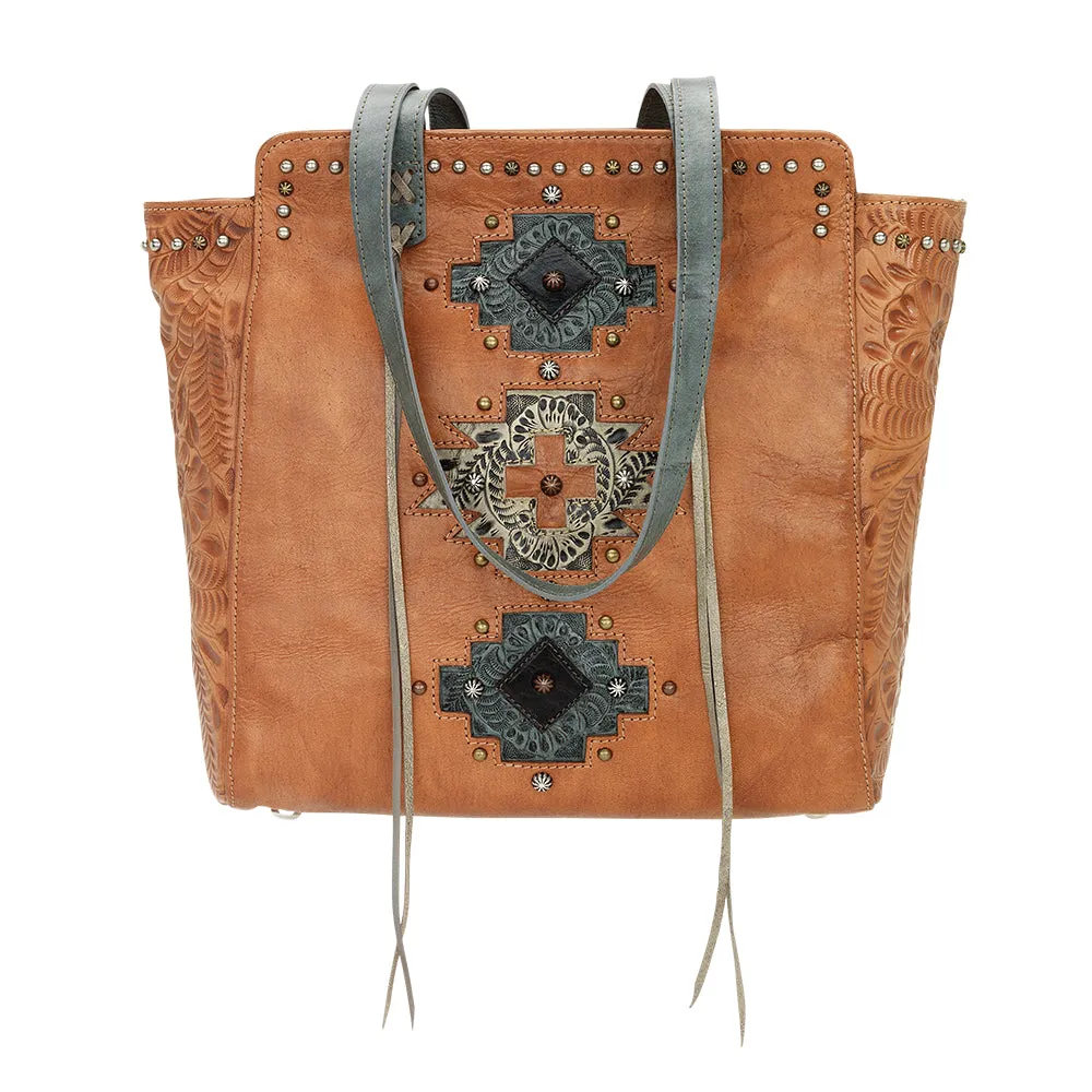 American West Handbag Navajo Soul Collection: Leather Shoulder Tote