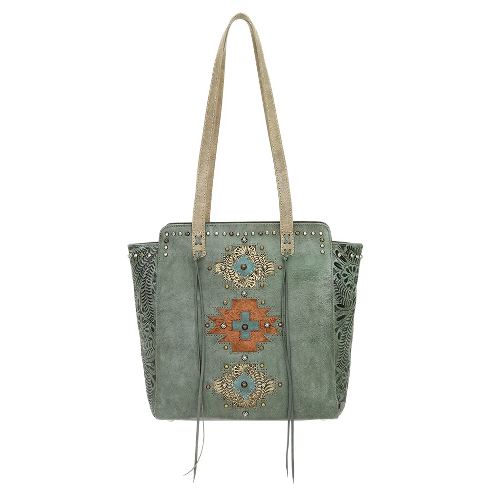 American West Handbag Navajo Soul Collection: Leather Shoulder Tote