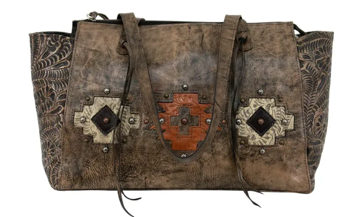 American West Handbag Navajo Soul Collection: Leather Tote Concealed Carry