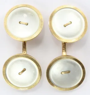Antique Art Deco 14K Gold Mother of Pearl MOP Signed Krementz Cufflinks
