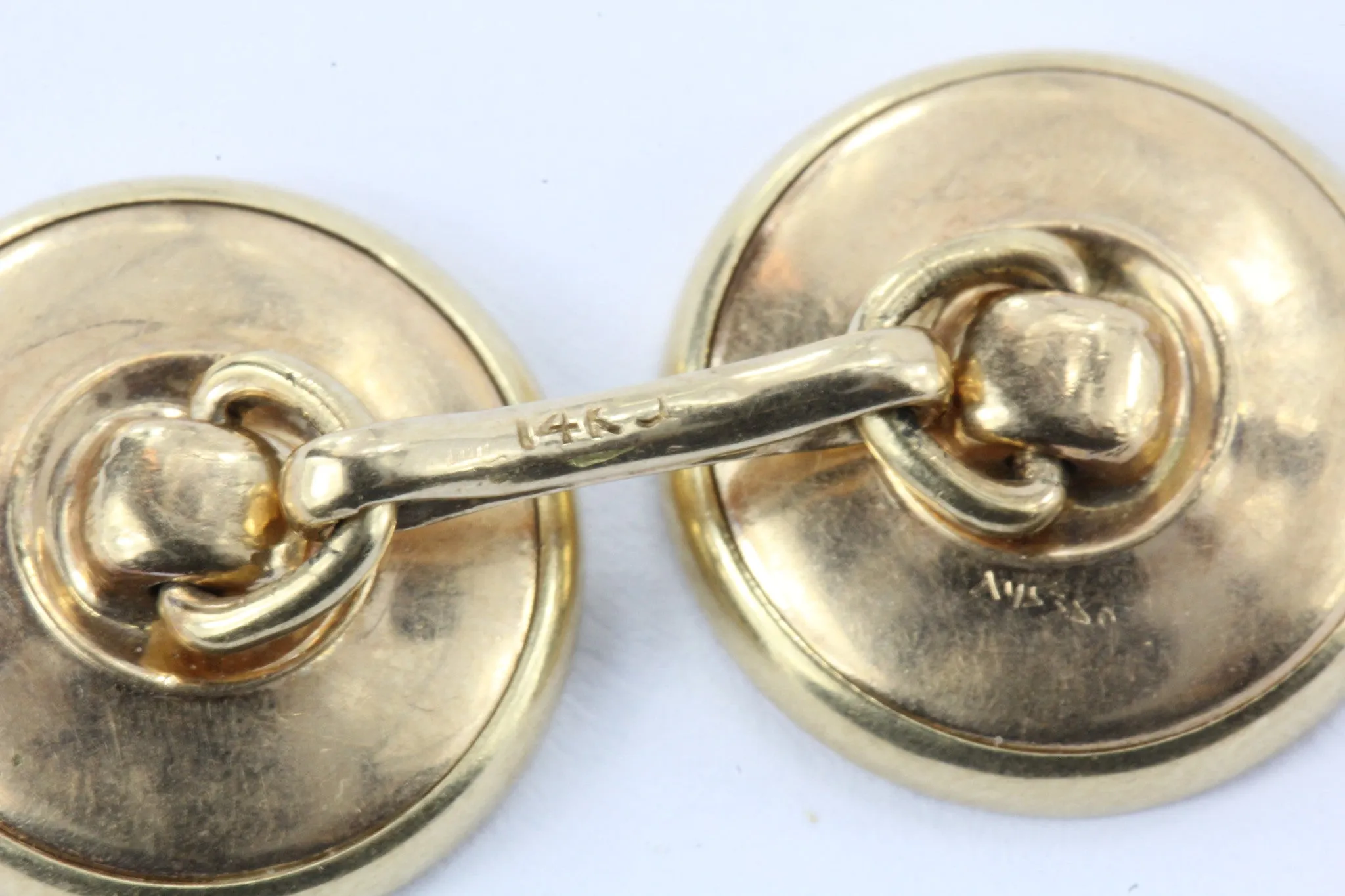 Antique Art Deco 14K Gold Mother of Pearl MOP Signed Krementz Cufflinks