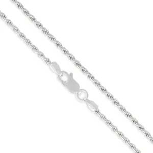 Authentic 925 Sterling Silver 2MM Rope Diamond-Cut Chain|Solid 925 Italy Necklaces