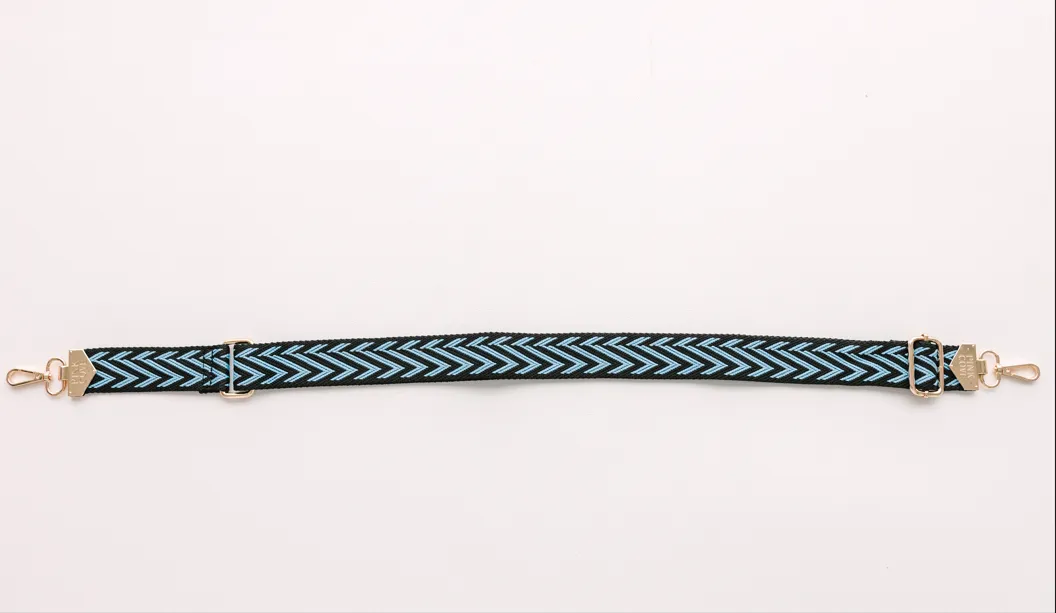 BAG STRAPS - CHEVRON BLACK/BLUE