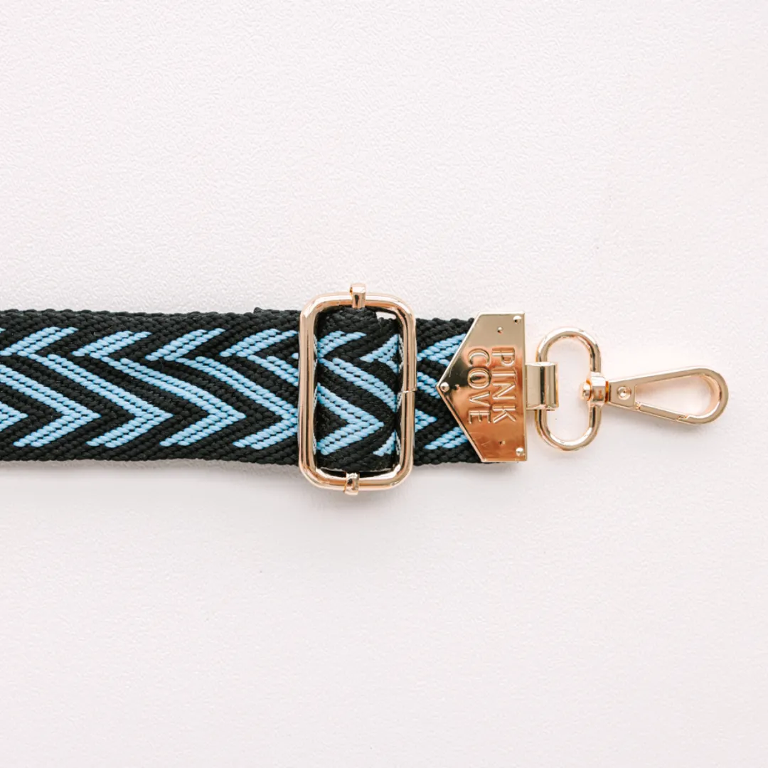 BAG STRAPS - CHEVRON BLACK/BLUE