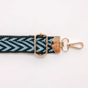 BAG STRAPS - CHEVRON BLACK/BLUE