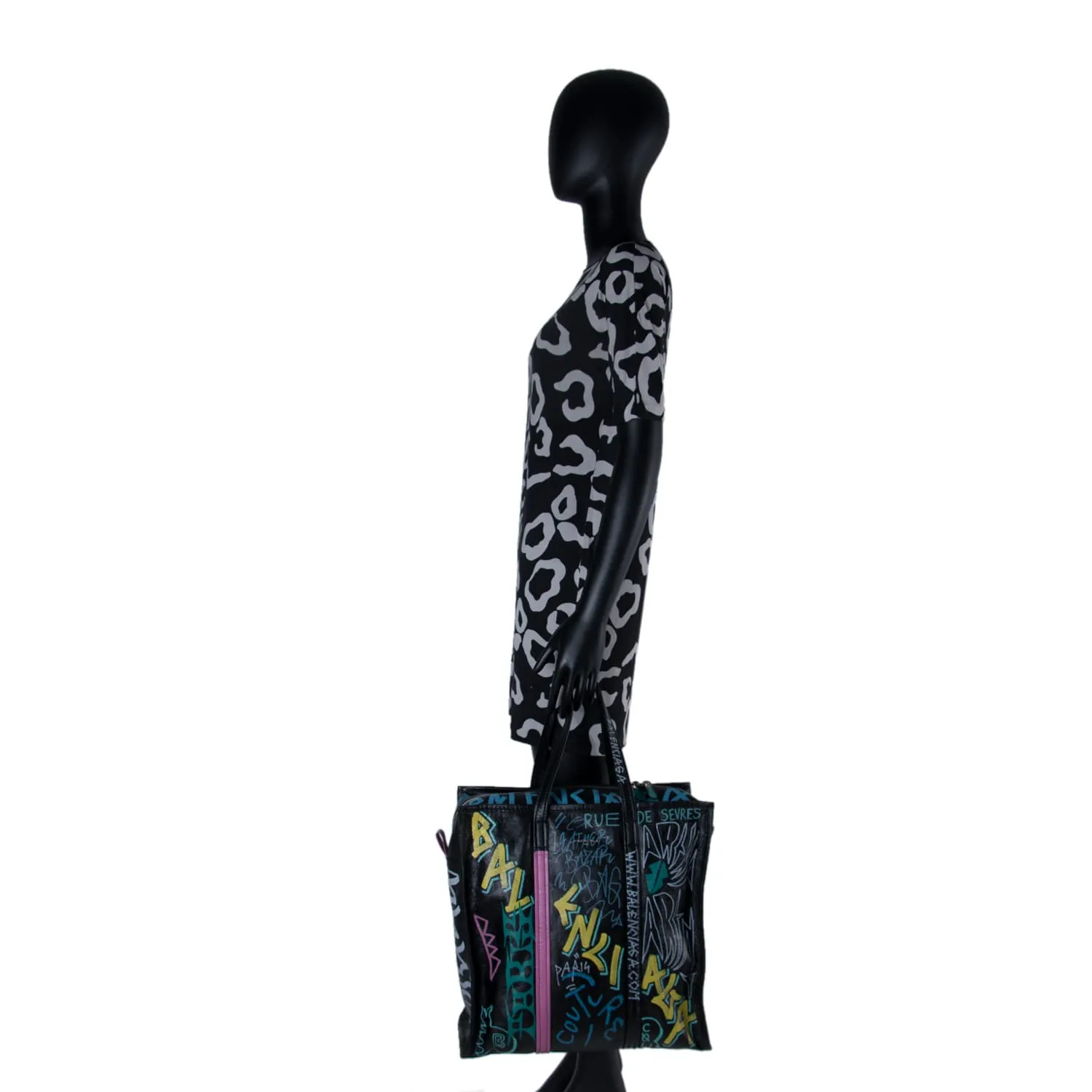 Balenciaga Bazar Medium Graffiti Shopper Tote