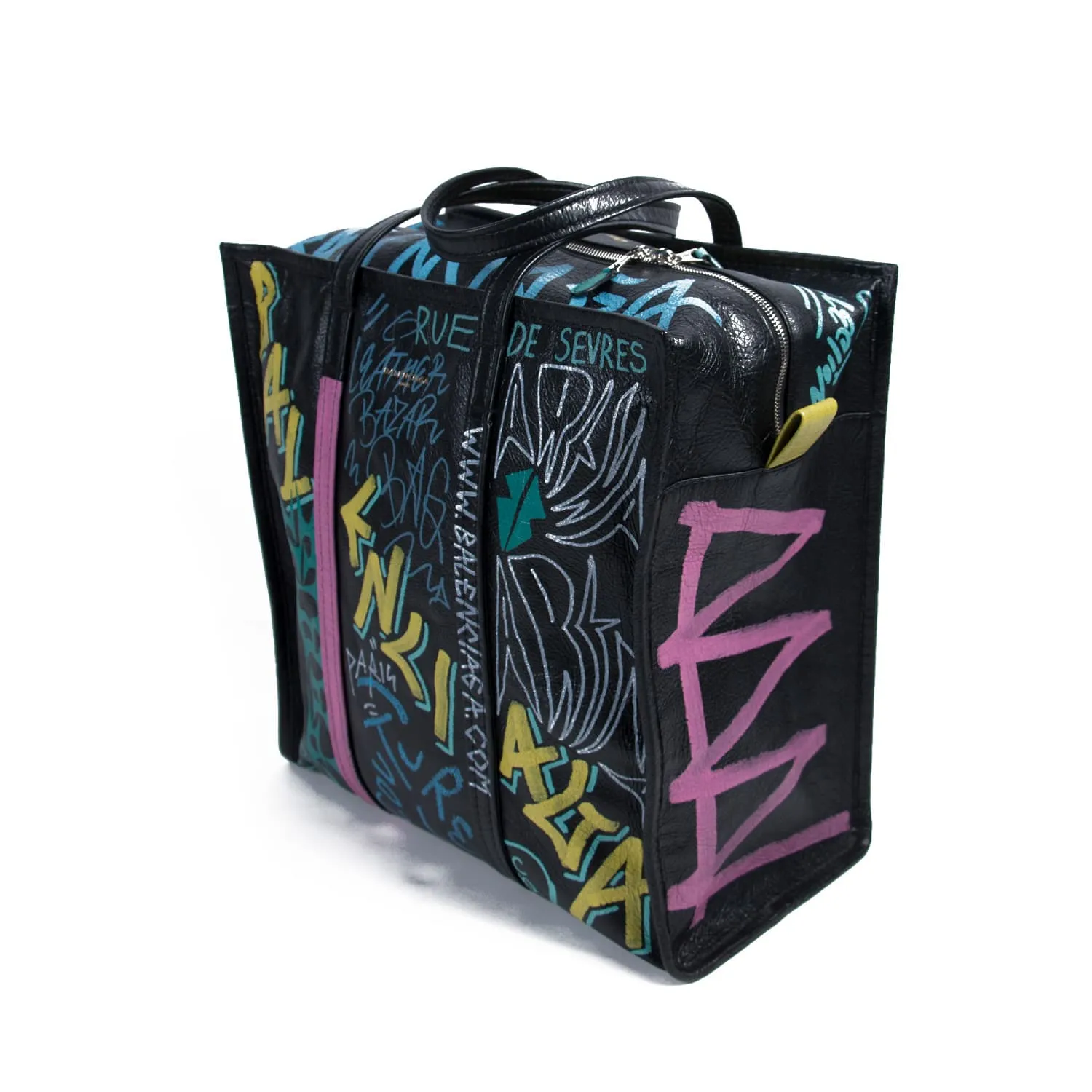 Balenciaga Bazar Medium Graffiti Shopper Tote