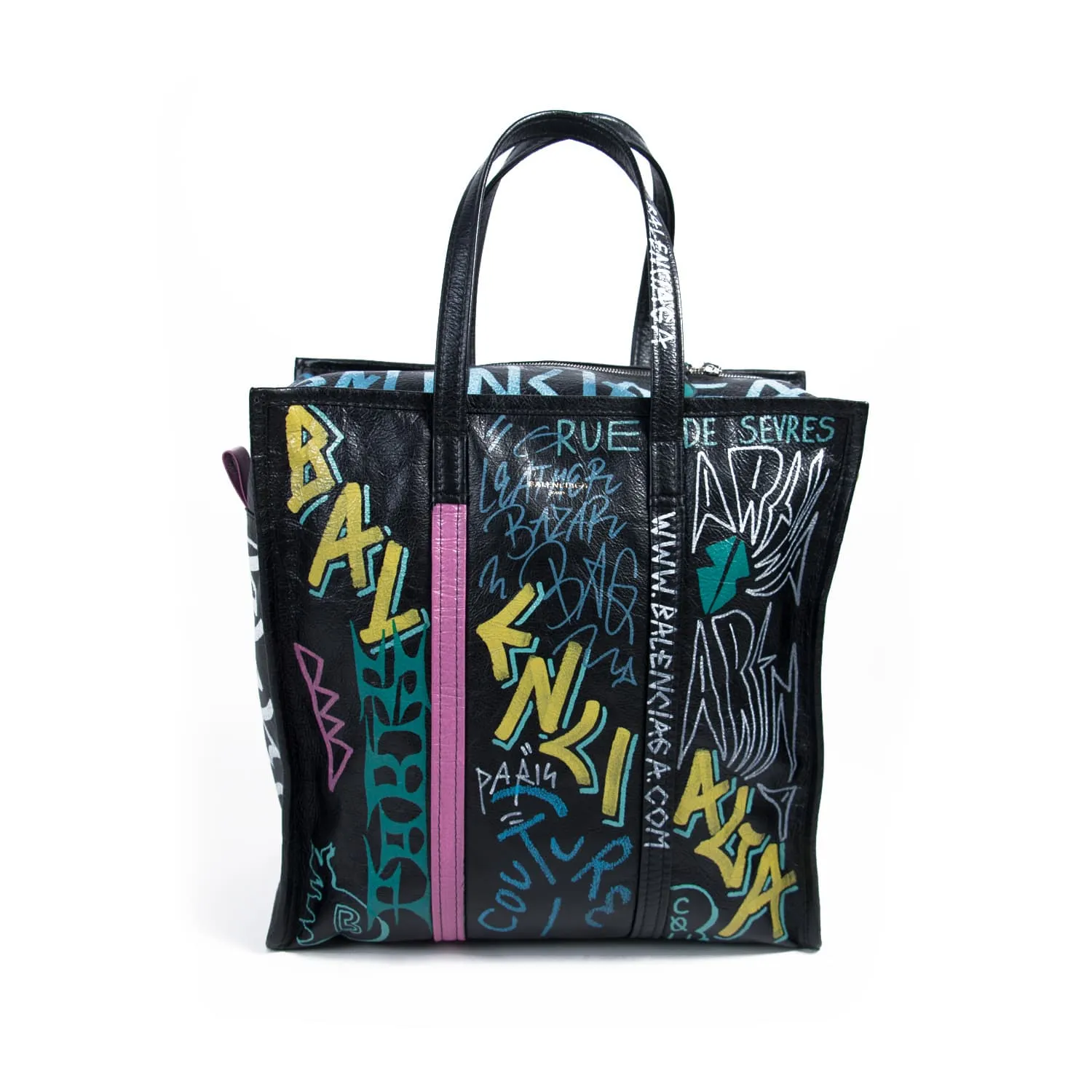 Balenciaga Bazar Medium Graffiti Shopper Tote